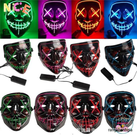 Mặt Nạ Halloween Đầu Lâu LED Phát Sáng - Phụ Kiện Hóa Trang Kinh Dị Cho Tiệc Tùng và Lễ Hội