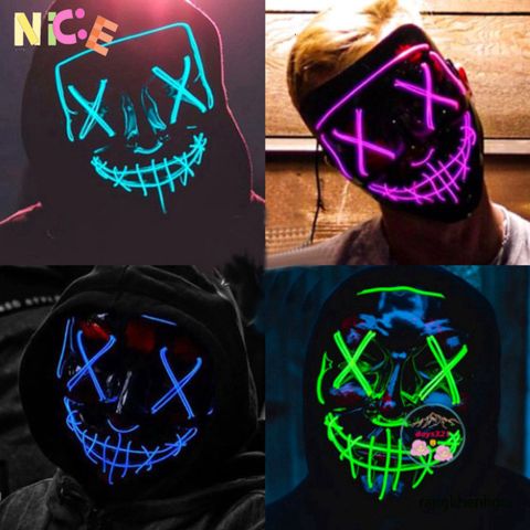 Mặt Nạ Halloween Đầu Lâu LED Phát Sáng - Phụ Kiện Hóa Trang Kinh Dị Cho Tiệc Tùng và Lễ Hội