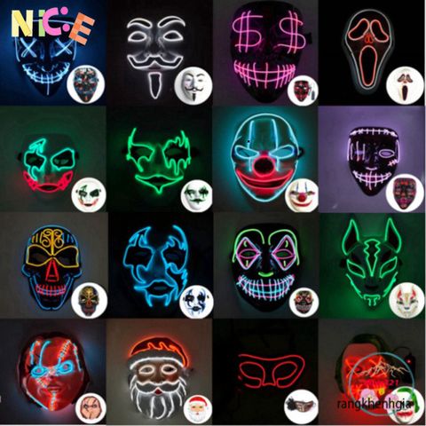 Mặt Nạ Halloween Đầu Lâu LED Phát Sáng - Phụ Kiện Hóa Trang Kinh Dị Cho Tiệc Tùng và Lễ Hội