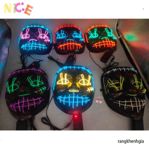 Mặt Nạ Halloween Đầu Lâu LED Phát Sáng - Phụ Kiện Hóa Trang Kinh Dị Cho Tiệc Tùng và Lễ Hội
