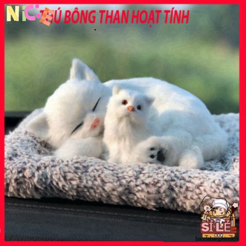 Thú Bông Khử Mùi Hình Mèo Trắng - Than Hoạt Tính Trang Trí Ô Tô & Giữ Không Khí Trong Lành - Phụ Kiện Dễ Thương Cho Xe Hơi