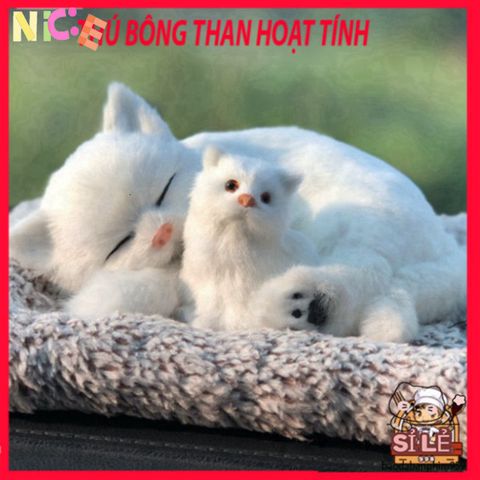 Thú Bông Khử Mùi Hình Mèo Trắng - Than Hoạt Tính Trang Trí Ô Tô & Giữ Không Khí Trong Lành - Phụ Kiện Dễ Thương Cho Xe Hơi