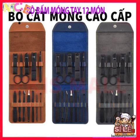 Bộ Dụng Cụ Chăm Sóc Móng Tay 12 Món Thép Không Gỉ - Tiện Lợi Tại Nhà, Quà Tặng Hoàn Hảo cho Bạn và Gia Đình