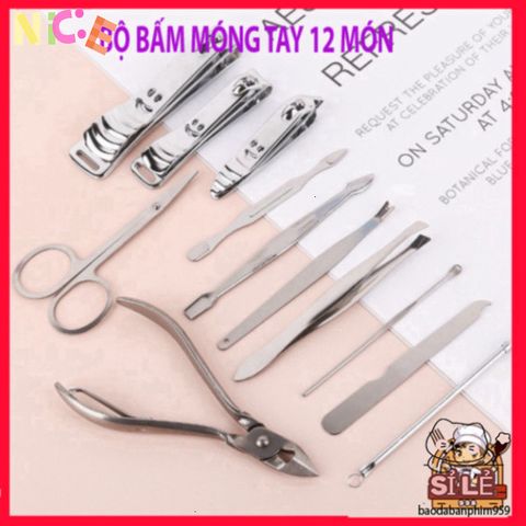 Bộ 12 Dụng Cụ Làm Đẹp Chăm Sóc Móng Tay Móng Chân Sang Trọng - Hộp Đựng Tiện Lợi, Kềm Bấm, Kéo Cắt và Các Dụng Cụ Thiết Yếu