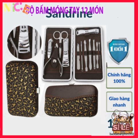 Bộ Dụng Cụ Làm Móng Tay Móng Chân Sandrine BMT2 - 12 Món Thép Không Gỉ, Đẹp Mắt, Tiện Lợi, Giúp Chăm Sóc Sắc Đẹp Tại Nhà