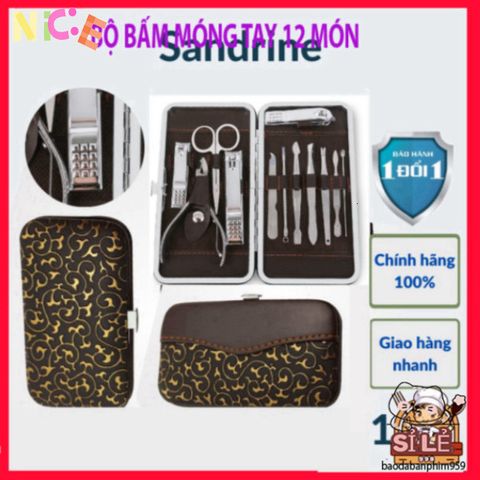 Bộ Dụng Cụ Làm Móng Tay Móng Chân Sandrine BMT2 - 12 Món Thép Không Gỉ, Đẹp Mắt, Tiện Lợi, Giúp Chăm Sóc Sắc Đẹp Tại Nhà