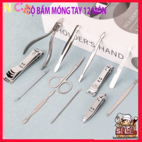 Bộ Dụng Cụ Làm Móng Tay Móng Chân Sandrine BMT2 - 12 Món Thép Không Gỉ, Đẹp Mắt, Tiện Lợi, Giúp Chăm Sóc Sắc Đẹp Tại Nhà