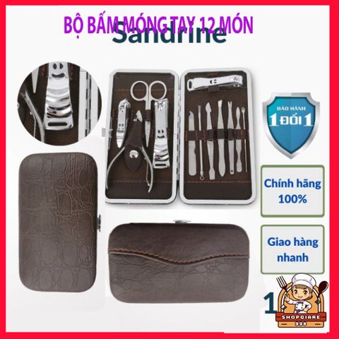 Bộ Dụng Cụ Làm Móng Tay Móng Chân Sandrine BMT2 - 12 Món Thép Không Gỉ, Đẹp Mắt, Tiện Lợi, Giúp Chăm Sóc Sắc Đẹp Tại Nhà