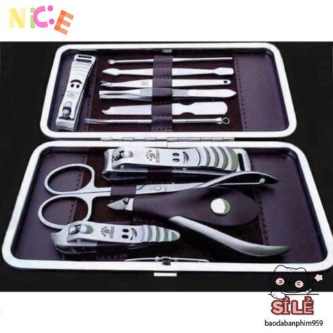 Bộ Dụng Cụ Chăm Sóc Móng 12 Món - Kiềm Cắt Móng, Nhíp, Kéo Tỉa Lông, Hộp Da Sang Trọng - Quà Tặng Thích Hợp Cho Bạn Nữ