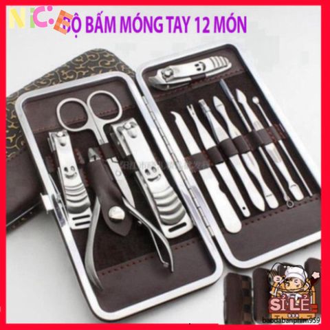 Bộ Dụng Cụ Chăm Sóc Móng 12 Món - Kiềm Cắt Móng, Nhíp, Kéo Tỉa Lông, Hộp Da Sang Trọng - Quà Tặng Thích Hợp Cho Bạn Nữ