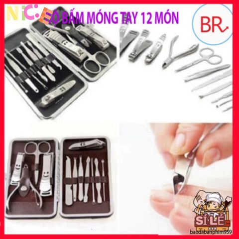 Bộ Dụng Cụ Làm Nail 12 Món Cao Cấp - Dụng Cụ Chăm Sóc Móng Tay Tiện Ích Tại Nhà, Quà Tặng Tuyệt Vời Cho Tín Đồ Làm Đẹp