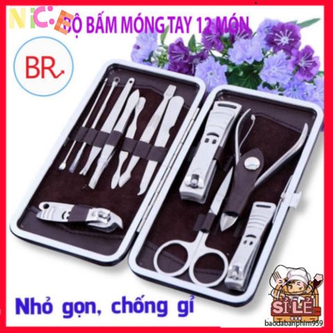 Bộ Dụng Cụ Làm Nail 12 Món Cao Cấp - Dụng Cụ Chăm Sóc Móng Tay Tiện Ích Tại Nhà, Quà Tặng Tuyệt Vời Cho Tín Đồ Làm Đẹp