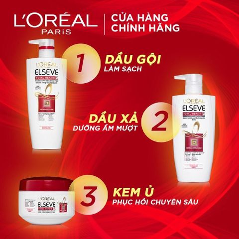 Kem ủ phục hồi tóc L'Oréal Paris Total Repair 5 - Dung tích 200ml, chăm sóc tóc hư tổn, làm mềm mượt và bóng khỏe.