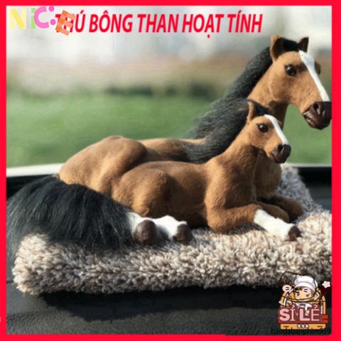 Thú Bông Ngựa Đôi Hút Mùi - Mềm Mại, Lõi Than Hoạt Tính Lọc Không Khí, Phụ Kiện Trang Trí Ô Tô Đáng Yêu