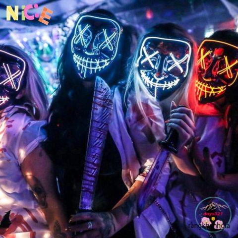 Mặt Nạ Hacker Phát Sáng LED 7 Màu - Đạo Cụ Hoá Trang Halloween Độc Đáo và Phụ Kiện Video TikTok Hấp Dẫn