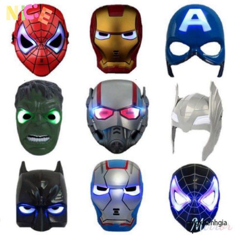 Mặt Nạ LED Siêu Anh Hùng Avengers Phát Sáng - Đạo Cụ Halloween và Tiệc Sinh Nhật Hình Người Nhện Cho Trẻ Em