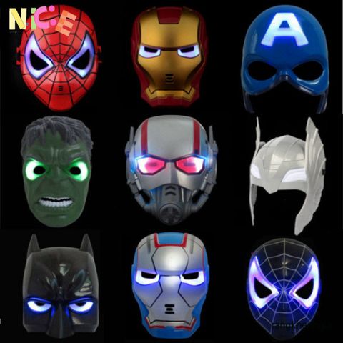 Mặt Nạ LED Siêu Anh Hùng Avengers Phát Sáng - Đạo Cụ Halloween và Tiệc Sinh Nhật Hình Người Nhện Cho Trẻ Em