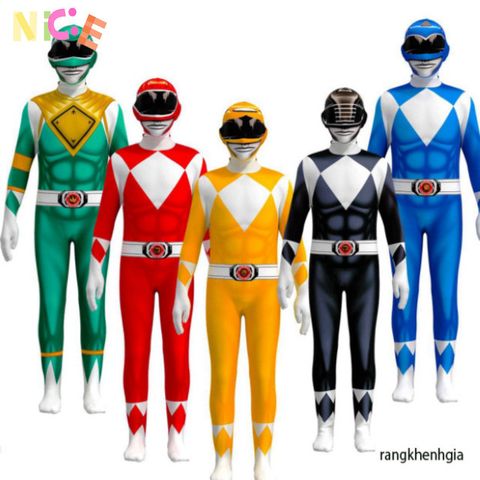 Bộ Trang Phục Cosplay Power Rangers cho Trẻ Em và Người Lớn - Đầm Siêu Anh Hùng Thời Trang Halloween và Tiệc Tùng