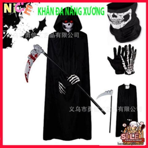 Khẩu Trang Xương Ma Đầu Lâu & Khăn Đa Năng Thoáng Khí - Phụ Kiện Thời Trang Dịp Ngoài Trời, Du Lịch, Thể Thao