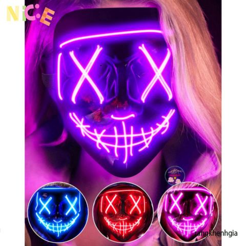Mặt Nạ Hóa Trang Halloween Phát Sáng LED Đa Màu Sắc - Phụ Kiện Tiệc Tùng Độc Đáo, Quà Tặng Sáng Tạo Cho Mùa Lễ Hội