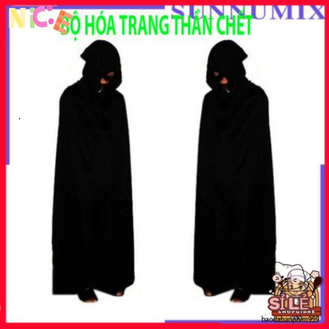 Bộ Đồ Hóa Trang Halloween Thiên Thần Tử Thần - Áo Choàng và Găng Tay Xương Kinh Dị, Trang Phục Dự Tiệc Độc Đáo cho Trẻ Em