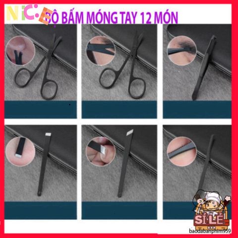 Bộ Dụng Cụ Làm Đẹp 12 Món - Bộ Cắt Móng Tay Cao Cấp Bằng Thép Sang Trọng Trong Hộp Da Thời Trang