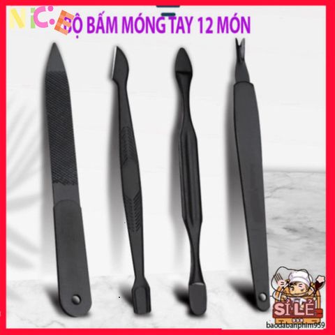 Bộ Dụng Cụ Làm Đẹp 12 Món - Bộ Cắt Móng Tay Cao Cấp Bằng Thép Sang Trọng Trong Hộp Da Thời Trang
