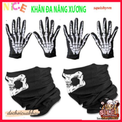Khẩu Trang Xương Ma Đầu Lâu - Phụ Kiện Thời Trang Đa Năng, Vải Lanh Thoáng Mát, Chống Nắng, Thích Hợp Đi Phượt, Leo Núi, Dã Ngoại