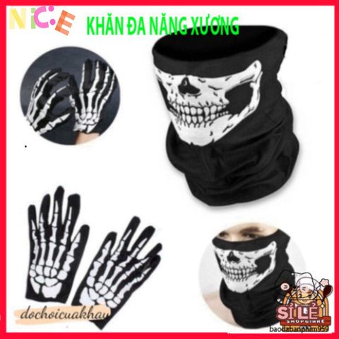 Khẩu Trang Xương Ma Đầu Lâu - Phụ Kiện Thời Trang Đa Năng, Vải Lanh Thoáng Mát, Chống Nắng, Thích Hợp Đi Phượt, Leo Núi, Dã Ngoại