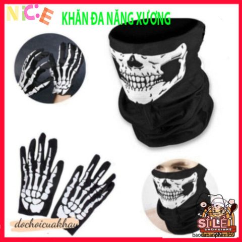 Khẩu Trang Xương Ma Đầu Lâu - Phụ Kiện Thời Trang Đa Năng, Vải Lanh Thoáng Mát, Chống Nắng, Thích Hợp Đi Phượt, Leo Núi, Dã Ngoại