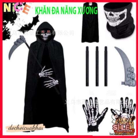 Khẩu Trang Xương Ma Đầu Lâu - Phụ Kiện Thời Trang Đa Năng, Vải Lanh Thoáng Mát, Chống Nắng, Thích Hợp Đi Phượt, Leo Núi, Dã Ngoại