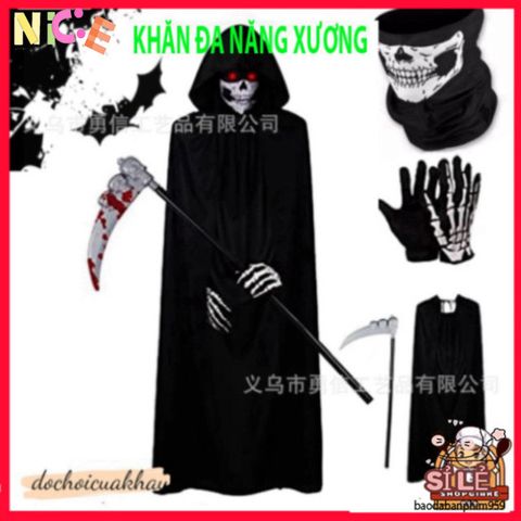 Khẩu Trang Xương Ma Đầu Lâu - Phụ Kiện Thời Trang Đa Năng, Vải Lanh Thoáng Mát, Chống Nắng, Thích Hợp Đi Phượt, Leo Núi, Dã Ngoại