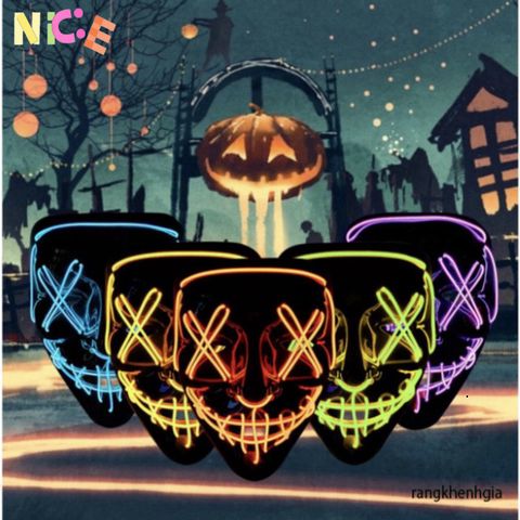 Mặt Nạ Phát Sáng Halloween Đa Sắc Với LED - Phong Cách Hacker Dạ Quang Độc Đáo Cho Tiệc Cosplay