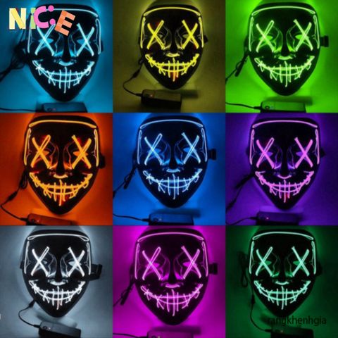 Mặt Nạ Phát Sáng Halloween Đa Sắc Với LED - Phong Cách Hacker Dạ Quang Độc Đáo Cho Tiệc Cosplay