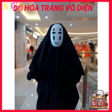 Bộ Cosplay Vô Diện Spirited Away - Áo choàng, Mặt nạ & Găng tay Halloween độc đáo cho tín đồ yêu thích sự bí ẩn