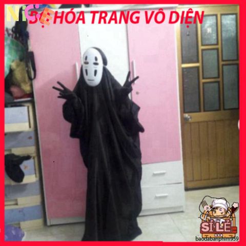 Bộ hóa trang Vô Diện Spirited Away - Áo choàng đen và mặt nạ cosplay bí ẩn cho trẻ em và người lớn