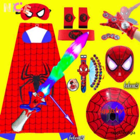 Bộ Đồ Chơi Hóa Trang Siêu Anh Hùng Spiderman - Áo Choàng, Mặt Nạ và Găng Tay Trẻ Em Sáng Tạo Cho Bé Yêu 3-6 Tuổi