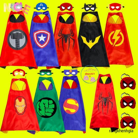 Bộ Áo Choàng Siêu Anh Hùng Avengers - Mặt Nạ Hóa Trang Captain America, Spider-Man, Iron Man, Batman cho Trẻ Em 3-10 Tuổi