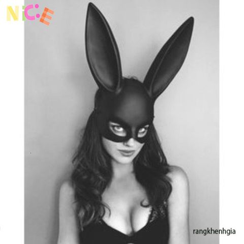 Mặt Nạ Thỏ Đen Hóa Trang Cosplay - Phụ Kiện Halloween Độc Đáo, Tạo Dáng Bí Ẩn và Cuốn Hút