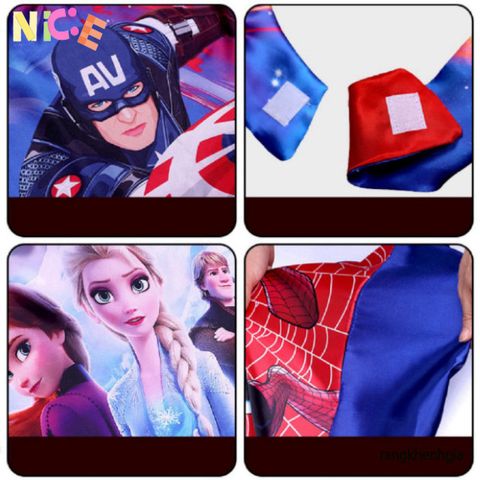 Áo Choàng Siêu Nhân Người Nhện 3D HD & Áo Choàng Elsa Kèm Mặt Nạ - Trang Phục Hóa Trang Halloween và Trung Thu cho Trẻ Em