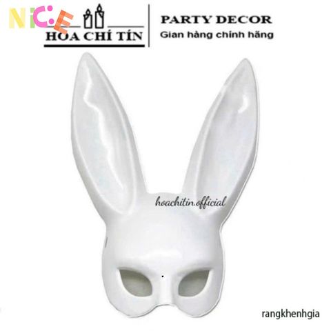 Mặt Nạ Halloween Thỏ Bunny Đen Trắng - Tai Dài, Phụ Kiện Hóa Trang Độc Đáo, Được Làm Từ Nhựa Mềm Dẻo, Phù Hợp Với Mọi Kích Cỡ