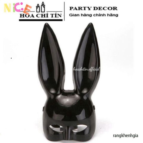 Mặt Nạ Halloween Thỏ Bunny Đen Trắng - Tai Dài, Phụ Kiện Hóa Trang Độc Đáo, Được Làm Từ Nhựa Mềm Dẻo, Phù Hợp Với Mọi Kích Cỡ