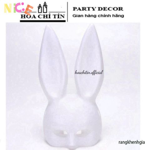 Mặt Nạ Halloween Thỏ Bunny Đen Trắng - Tai Dài, Phụ Kiện Hóa Trang Độc Đáo, Được Làm Từ Nhựa Mềm Dẻo, Phù Hợp Với Mọi Kích Cỡ
