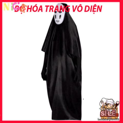 Bộ trang phục Halloween Vô Diện - Áo choàng, găng tay và mặt nạ Spirited Away cho trẻ em và người lớn - Hóa trang thú vị, kỷ niệm đáng nhớ!