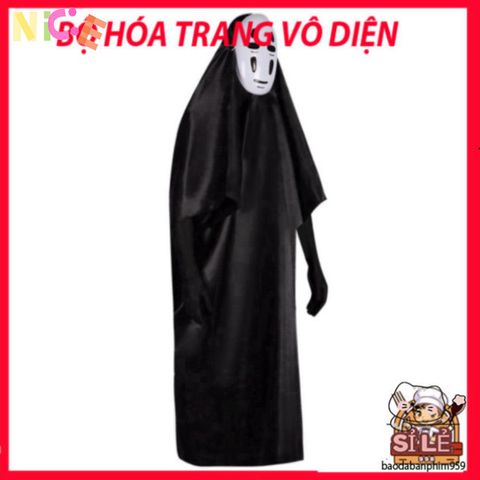 Bộ trang phục Halloween Vô Diện - Áo choàng, găng tay và mặt nạ Spirited Away cho trẻ em và người lớn - Hóa trang thú vị, kỷ niệm đáng nhớ!