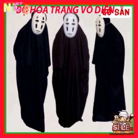Bộ trang phục Halloween Vô Diện - Áo choàng, găng tay và mặt nạ Spirited Away cho trẻ em và người lớn - Hóa trang thú vị, kỷ niệm đáng nhớ!