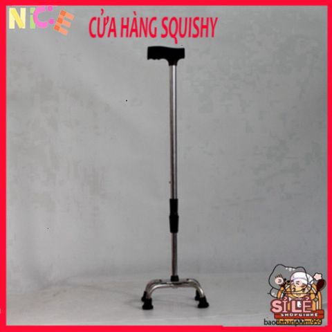 Gậy Tập Đi 4 Chân INOX Điều Chỉnh Chiều Cao - Hỗ Trợ An Toàn Cho Người Cao Tuổi, Thiết Bị Chăm Sóc Sức Khỏe Ngày Hàng