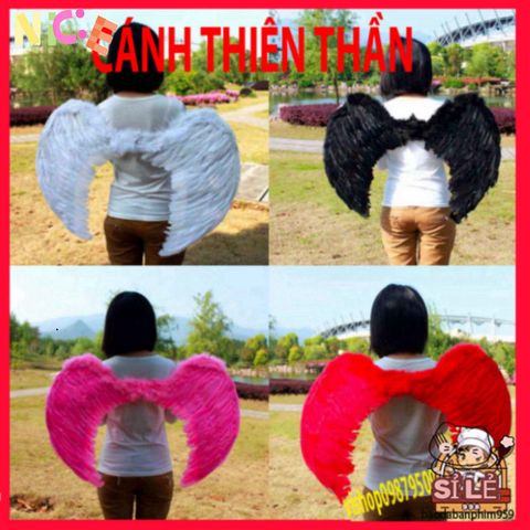 Cánh Lông Vũ COSPLAY Halloween - Phụ Kiện Hóa Trang Độc Đáo Cho Trẻ Em và Người Lớn - Màu Trắng, Đen, Đỏ