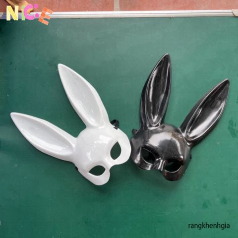 Mặt Nạ Hóa Trang Thỏ Bunny Đen Trắng - Phụ Kiện Halloween Tai Dài Độc Đáo Cho Nam Nữ - Giao Hàng Siêu Tốc