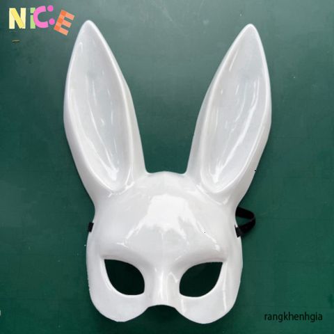 Mặt Nạ Hóa Trang Thỏ Bunny Đen Trắng - Phụ Kiện Halloween Tai Dài Độc Đáo Cho Nam Nữ - Giao Hàng Siêu Tốc